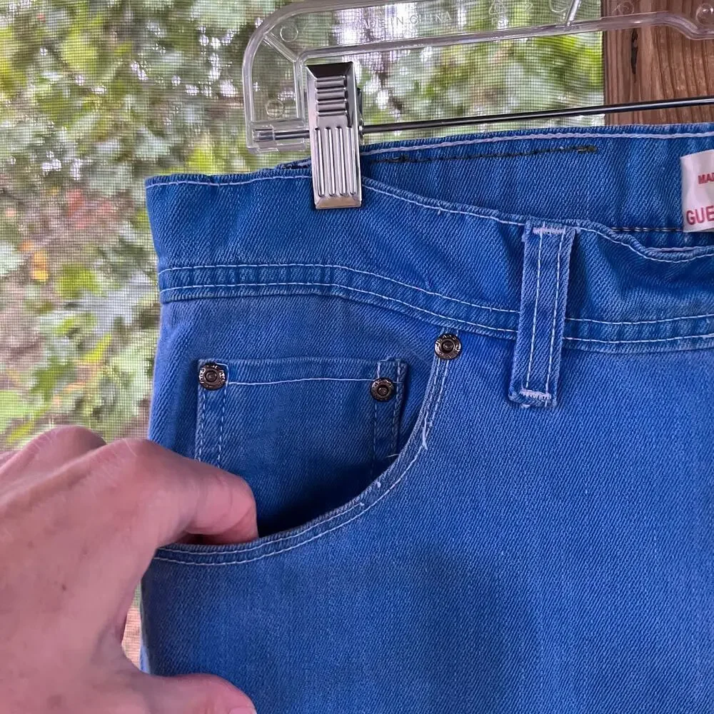Guess Jeans Men's Vintage Bright Blue Straight Leg Jeans Size 33